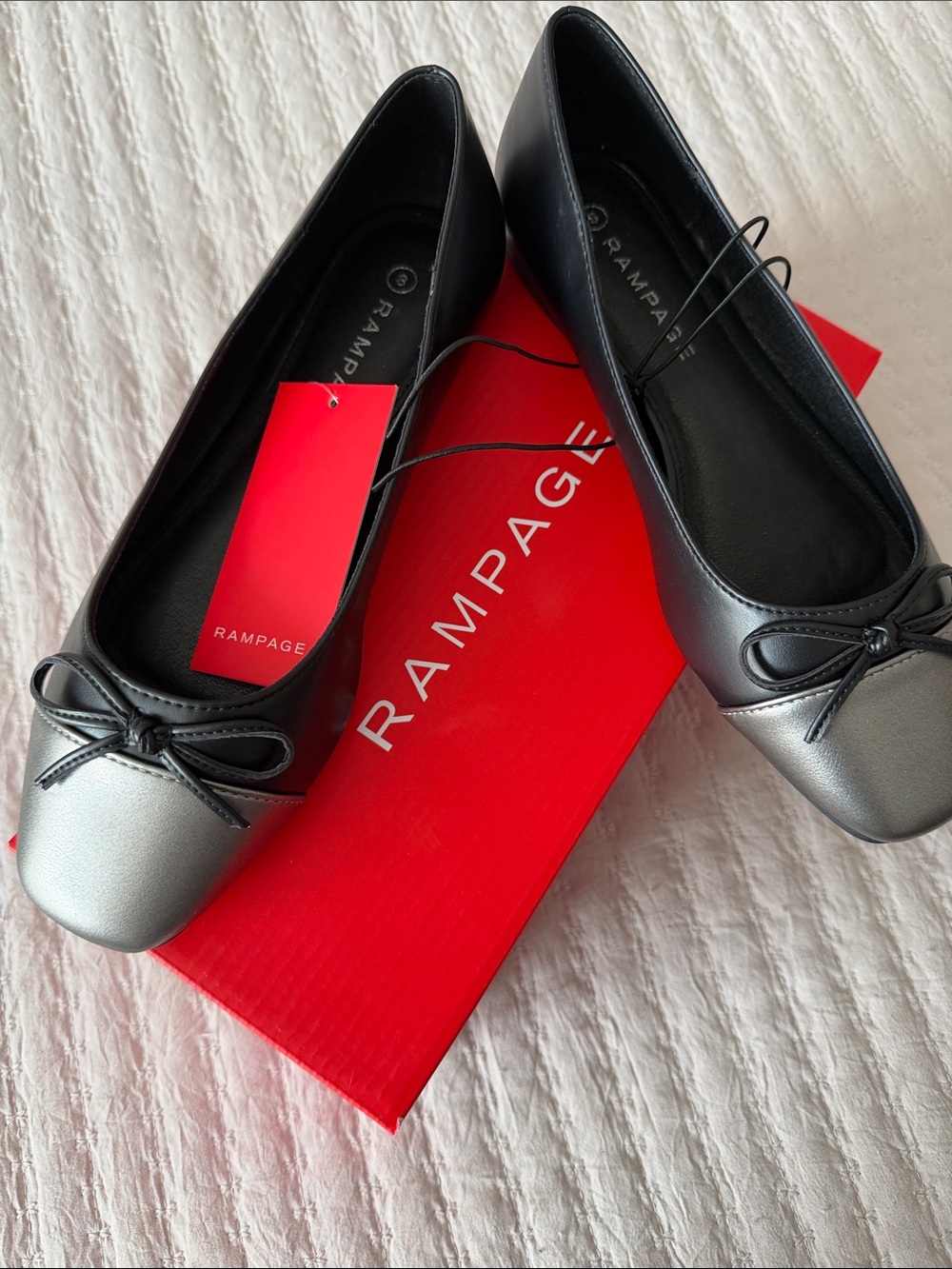 Rampage Black & Silver Two-Tone Ballet Flats 8 NWT & Box 8M